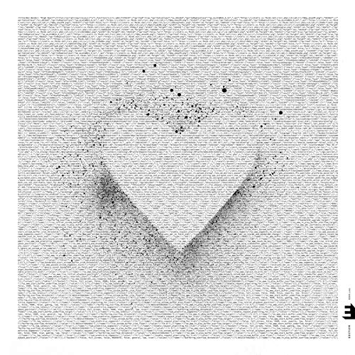 The alt text for the image is: "Vinyl record cover with a gray, pixelated heart shape."
