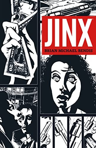 Black and white comic book cover featuring a woman’s face and guns.
