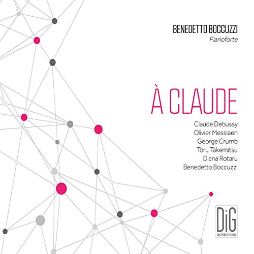 "Album cover with white background, geometric pattern, and 'À CLAUDE' in red text."