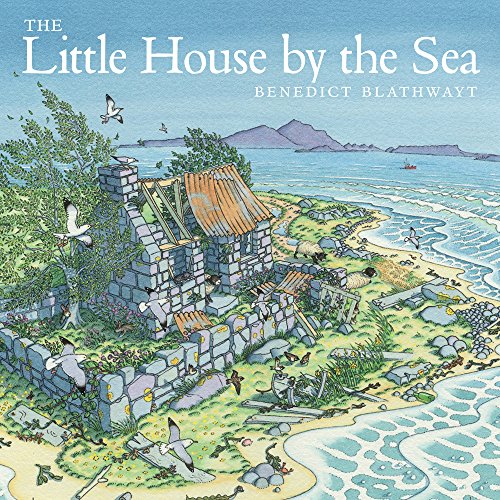 Illustrated book cover showing a ruined stone house by the sea with seagulls flying.