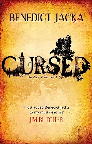 Book cover for "Cursed" with distorted London skyline and large title.