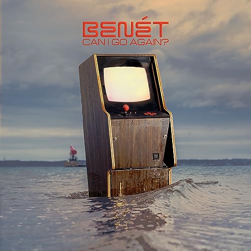 CD cover: retro arcade game cabinet standing in water.