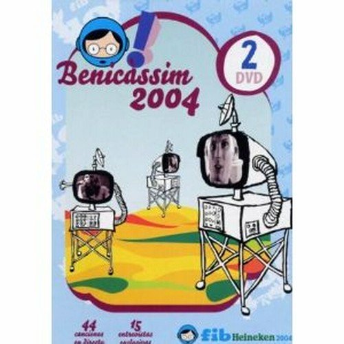 DVD cover for "Benicassim 2004" featuring cartoon televisions and a spaceman.