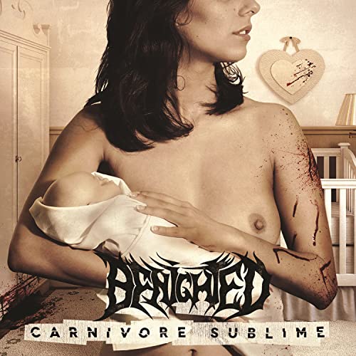 CD cover: woman holding baby, blood, and band logo "Benighted.