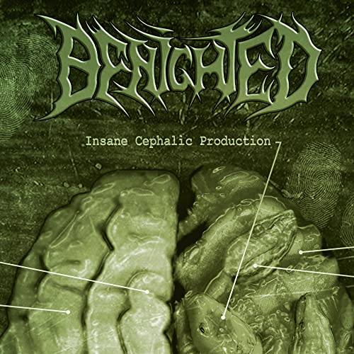 CD cover for Benighted’s “Insane Cephalic Production” with brain imagery.
