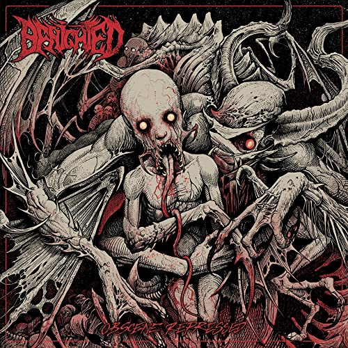 Dark fantasy album cover featuring a grotesque, monstrous figure with wings.