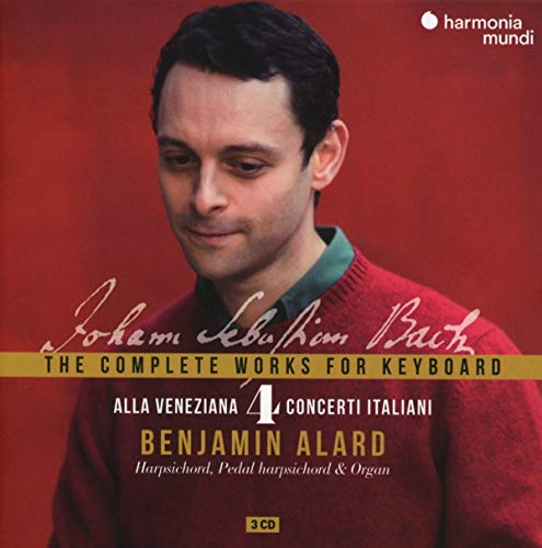 CD cover featuring portrait of Benjamin Alard and text: Bach keyboard works.