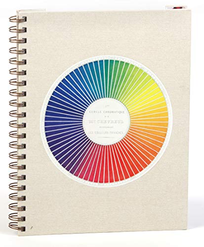 Spiral-bound sketchbook with a central color wheel design on the cover.