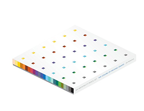 Square box of 24 colored pencils with a grid pattern on top.