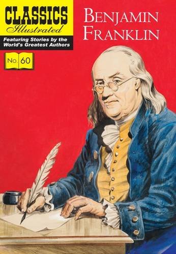 Red book cover featuring a portrait of Benjamin Franklin with a quill.
