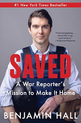 Book cover: Man in flak jacket, title "Saved" in large red letters.