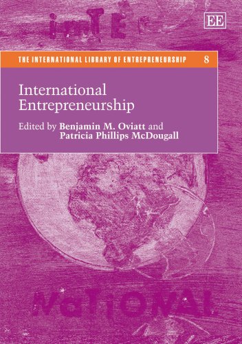 Book cover: "International Entrepreneurship" with a world map background.