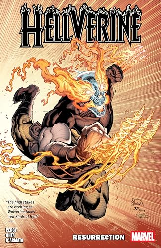 Comic book cover: Wolverine engulfed in flames, claws extended, title "Hellverine.