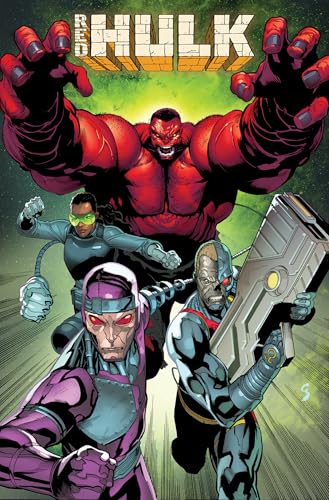 Red Hulk and other characters in dynamic comic book illustration.