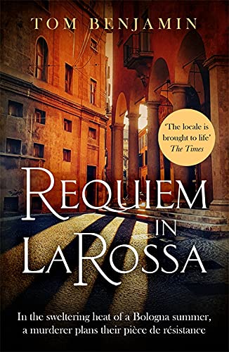 Book cover: "Requiem in La Rossa" with a street scene background.