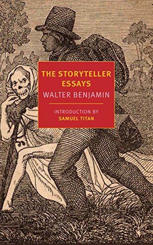 Book cover: “The Storyteller Essays” by Walter Benjamin, with illustration.
