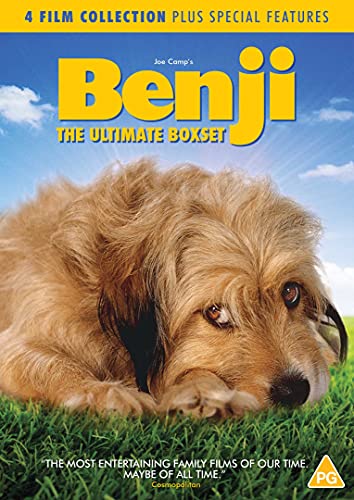 DVD cover featuring Benji the dog lying in grass against a blue sky.