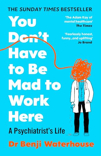 Book cover: blue background, doctor with tangled red lines for a head.