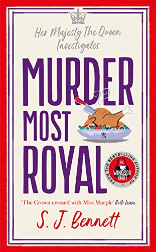 Book cover: "Murder Most Royal" with a roast chicken and knife illustration.