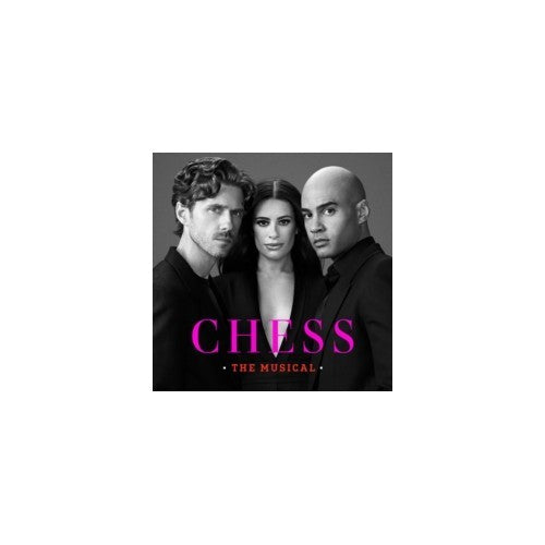“Chess the Musical” album cover featuring three people in formal wear.
