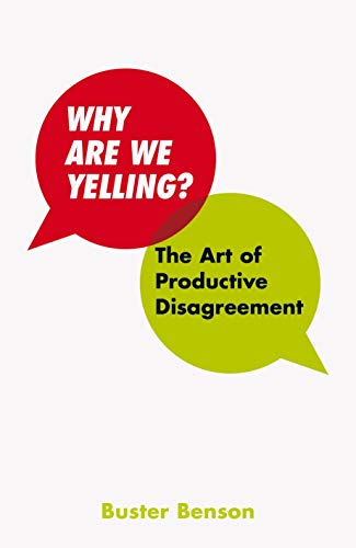 Book cover with red and green speech bubbles, title “Why Are We Yelling”.