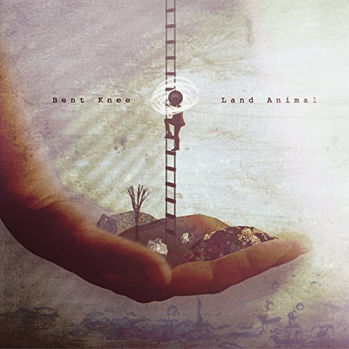 Album cover: a small figure climbing a ladder in a hand-shaped landscape.