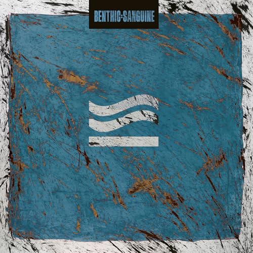 Blue textured vinyl record cover with white wave-like graphic.