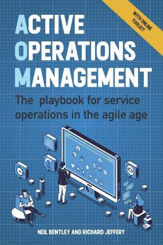 Book cover with title "Active Operations Management" and illustration of people with tech.