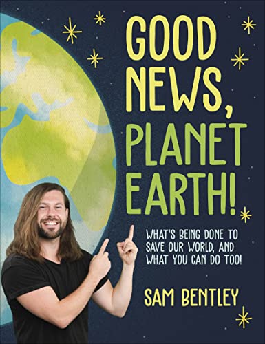 Book cover with Earth illustration, author portrait, and bold yellow title.