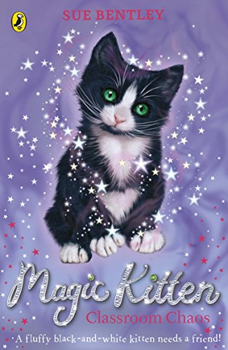 Book cover featuring a fluffy black-and-white kitten with green eyes.