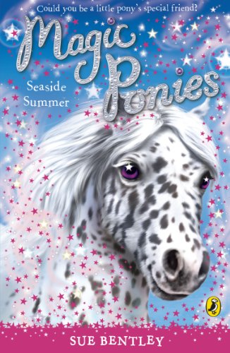 Book cover featuring a speckled white pony with a purple eye, stars.