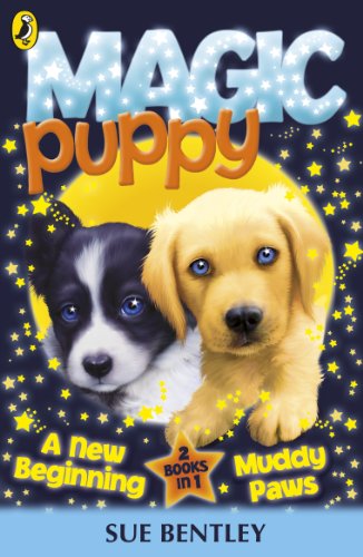 Book cover featuring two adorable puppies inside a starry yellow circle.