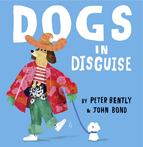 Book cover: a dog in disguise with a small white dog on a leash.