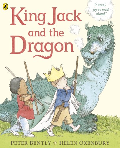 Book cover: King Jack and a green dragon, two children facing it.