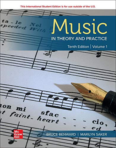 Textbook cover with musical notation, a pen, and the title "Music in Theory and Practice.