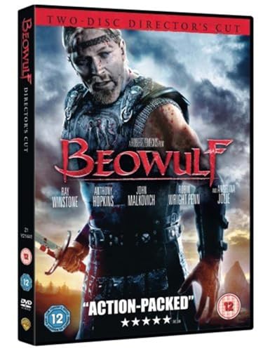 Beowulf" DVD cover featuring a warrior with sword, stormy background.