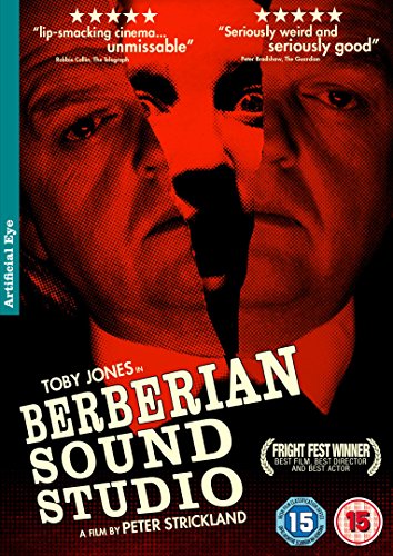 Berberian Sound Studio" DVD cover with close-up of two men’s faces, red background.