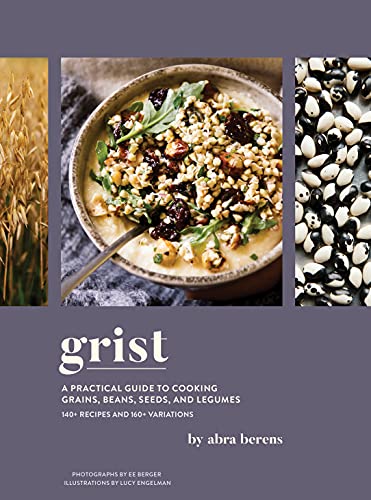 Cookbook cover featuring grains, beans, and a bowl of cooked grain salad.
