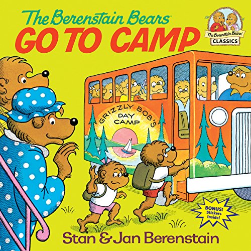 Berenstain Bears book cover with a bus and bear family going to camp.