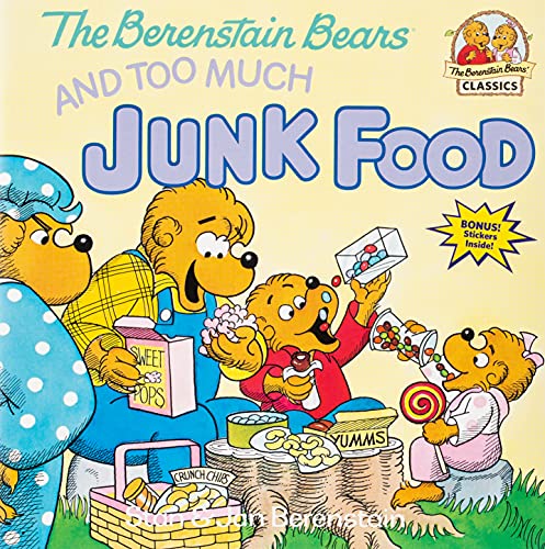 Berenstain Bears book cover depicting a family with junk food.