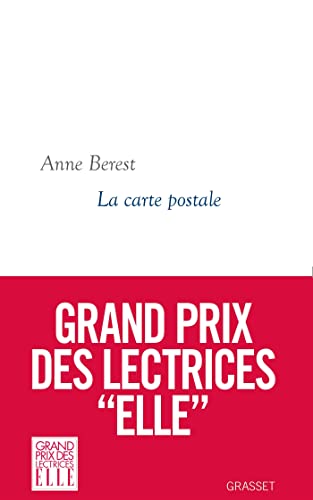 Book cover: white top, red bottom, text “La carte postale” and “GRAND PRIX DES LECTRICES”.