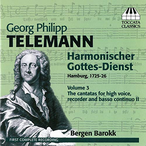 CD cover for Telemann's "Harmonischer Gottes-Dienst" featuring a portrait.