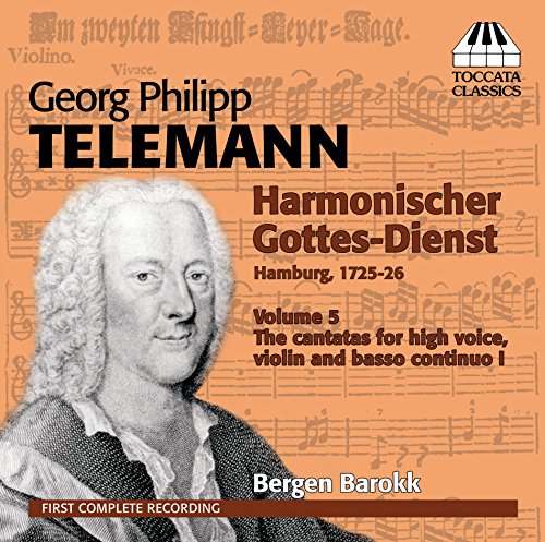 CD cover for Telemann cantatas featuring a portrait and sheet music.
