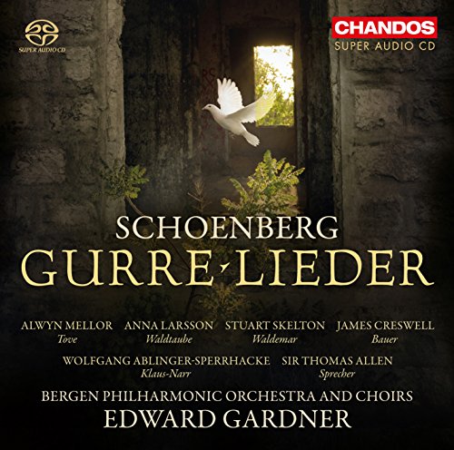 CD cover for Schoenberg’s *Gurre-Lieder* featuring a white dove in a forest.