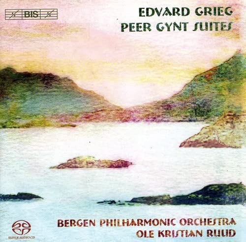 CD cover for Grieg’s Peer Gynt Suites, featuring a fjord landscape.