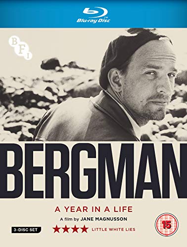 Blu-ray cover featuring a black-and-white image of Ingmar Bergman in a beret.