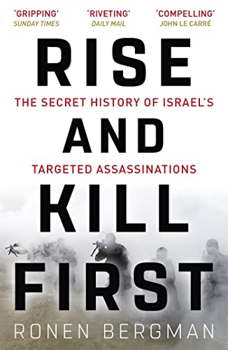 Book cover: “Rise and Kill First” with soldiers in the background.