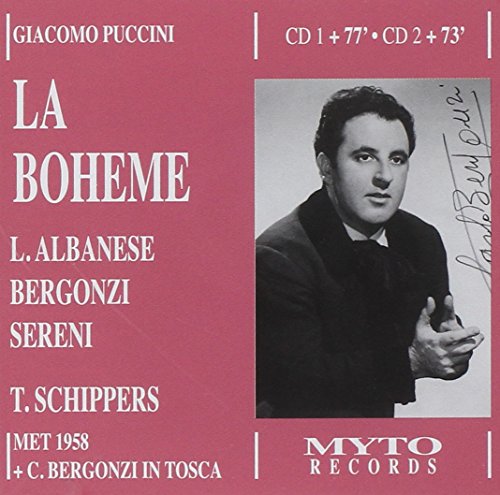 CD cover for Puccini’s “La Boheme” featuring tenor Carlo Bergonzi.