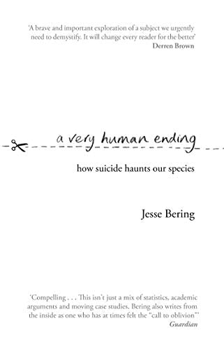 Book cover with title "A Very Human Ending" and scissors graphic.