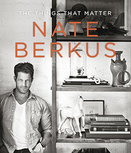 Book cover featuring Nate Berkus and a styled bookshelf in grayscale.